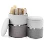 Set of 2 poufs, grey/silver