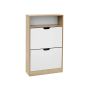 Shoe rack with 2 flaps in white and natural color