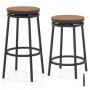 Set of 2 bar stools, brown/black
