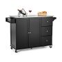 Kitchen island on casters 135x45.5x91.5cm., black/silver color