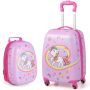 Children's suitcase and backpack, pink