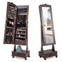 Standing mirror-jewelry cabinet 45x35x157cm., brown/black