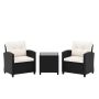 3-piece garden furniture set, black/white