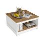 Coffee table 80x80x45cm., white/light brown