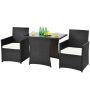 3-piece garden furniture set, dark brown/black