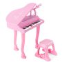Children's toy piano with chair, pink/white