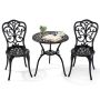 3-piece bistro furniture set, cast aluminum, table with 5 cm umbrella hole, butterfly motifs