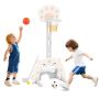 3 in 1 children's sports center with basketball, soccer and golf balls, gray