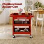3-tray tool trolley with drawer, black/red, 150 kg