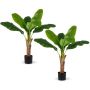 Set of 2 artificial palm trees 15x107cm., green/black
