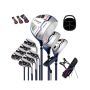 Set of 10 golf clubs with bags, assorted colors