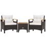 3-piece garden furniture set, dark brown/white