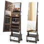 Standing mirror-jewelry cabinet 42x35x159cm., brown/black