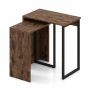 Set of 2 side tables, brown/black