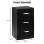 Set of 2 filing cabinets 37.1x34.2x66.5cm., black