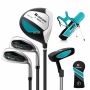 Set of 3 golf clubs with bags, assorted colors