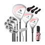 Set of 9 golf clubs with bags, assorted colors