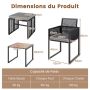 5-piece garden furniture set, black/dark grey