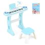 Children's toy piano with chair, blue/white