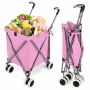 Shopping trolley 66x46x94.5cm., pink/gray
