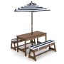 Children's table with benches, brown