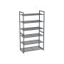 Shoe rack, 6 mesh shelves, grey