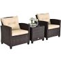 3-piece garden furniture set, dark brown