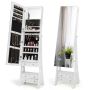 Standing mirror-jewelry cabinet 41x36x159cm., white/black