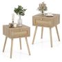 Set of 2 bedside tables 40x40x55cm., light brown