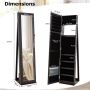 Standing mirror-jewelry cabinet 38x37x157cm., dark brown/black