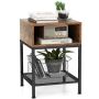 Side table 40x40x57.5cm., brown/black