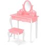 Children's dressing table with stool, pink/white
