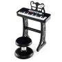 Children's toy piano with chair, black/white