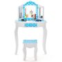 Children's dressing table with chair, blue/white