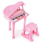 Children's toy piano with chair, pink/white