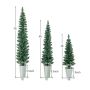 Set of 3 artificial Christmas trees, green/silver