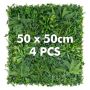 Set of 4 artificial hedges 50x50cm., green