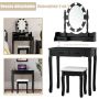 Dressing table with stool 75x40x145cm., black