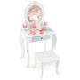Children's dressing table with chair, white