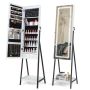 Standing mirror-jewelry cabinet 41x35x160cm., white/black