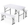 Outdoor table with benches, white/dark gray