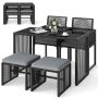 5-piece garden furniture set, black/dark grey