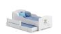 Children's double bed Michas with mattress and safety barrier 164x85x63 / 145x80x15cm, teddy bear