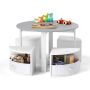 Children's table with 4 chairs, white/gray