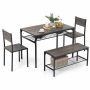 Dining room furniture set, 4 pieces, dark gray/black