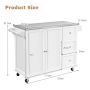 Kitchen island on casters 135x45.5x91.5cm., white/silver color