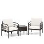 3-piece garden furniture set, dark brown/beige