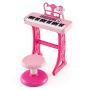 Children's toy piano with chair, pink/white