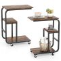 Set of 2 side tables 53x30x70cm., brown/black