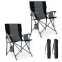 Set of 2 tourist chairs 59x63x89cm., black/gray
